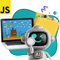 Язык программирования JavaScript + AI. Проектное обучение + геймификация + AI-помощники - КИБЕРшкола программирования для детей, компьютерные курсы для школьников, начинающих и подростков - KIBERone г. Александров